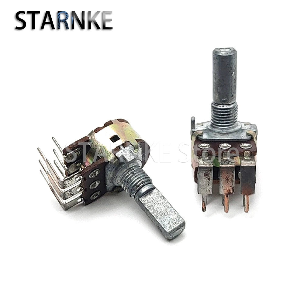 2PCS 16 Type A50K A503 Dual Vertical Bend Feet Speaker Amplifier Audio Volume Potentiometer Double Row 6-Pin D Shaft Length 20mm