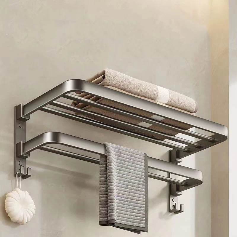 Folding towel rack towel holder Movable Wall Mounted Hook Rail Shower Bathroom Accessories