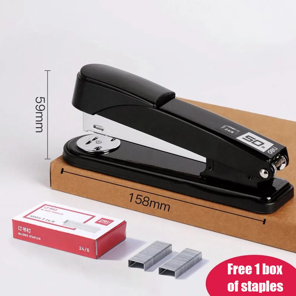 Large thickened office stapler can bind 50 pages and comes with a box of 24/6 universal staplers for home use - 3