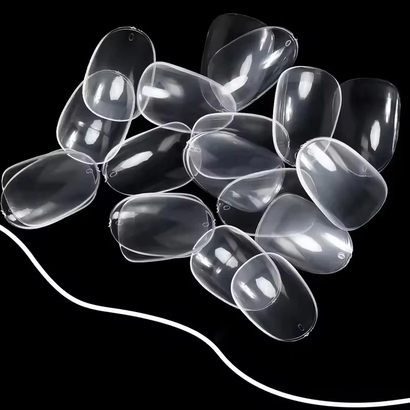 240 Pieces Short Oval Fake Nail Tips Soft Gel Full-Cover Almond Round