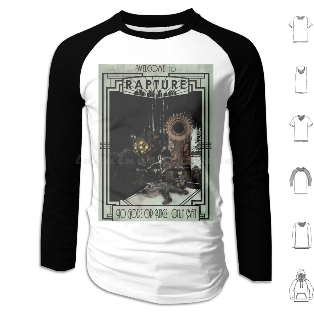 No God Or Kings-Rapture Felpe Con Cappuccio Manica Lunga Videogioco Biosthock Infinite Bioshock Elizabeth Rapture City See