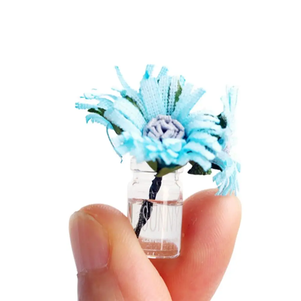 Miniature Multicolor Glass Flower Vase for Dollhouse Decor