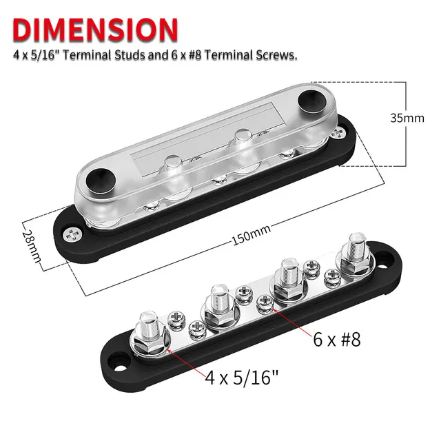 5x5/16 (m8) Klemmen bolzen 12V Strom verteilungs block 12V Sammel