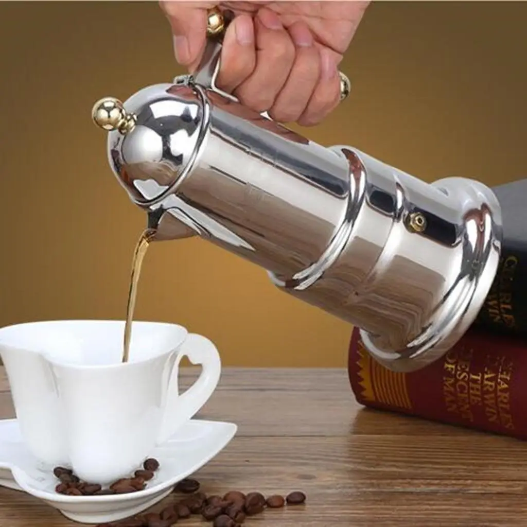 Espresso Maker Stovetop Moka Coffee Pot Stainless Steel Latte Percolator 4-Cup Italia Style 21x10cm espresso coffee maker coffee pot espresso maker