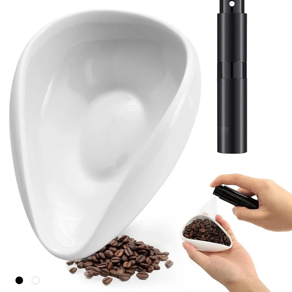 Coffee Bean Dosing Cup White Pottery Teaspoon Tea Separator Light Spray Bottle Anti-Static Coffee Bean Spray for Coffee Lovers