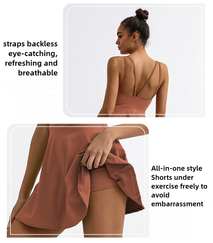 Tennis Dress with Shorts Badminton Clothing Golf Wear Dress with Shorts Underneath Workout Outfit Sport Beach Tennis