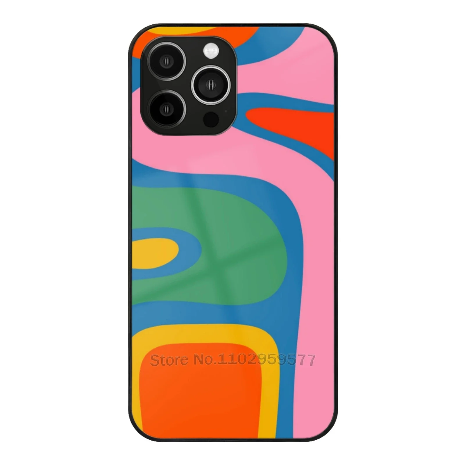 

Copacetic Colorful Retro Abstract Pattern In Rainbow Pop Colors Glass Case For Iphone 15 14 13 12 Pro Max