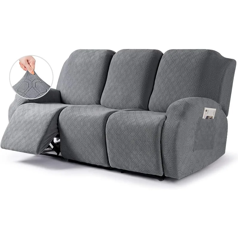 Housse De Canapé 3 Places Imperméable, Avec Pochette Pour Console, Grise (lot De 1)