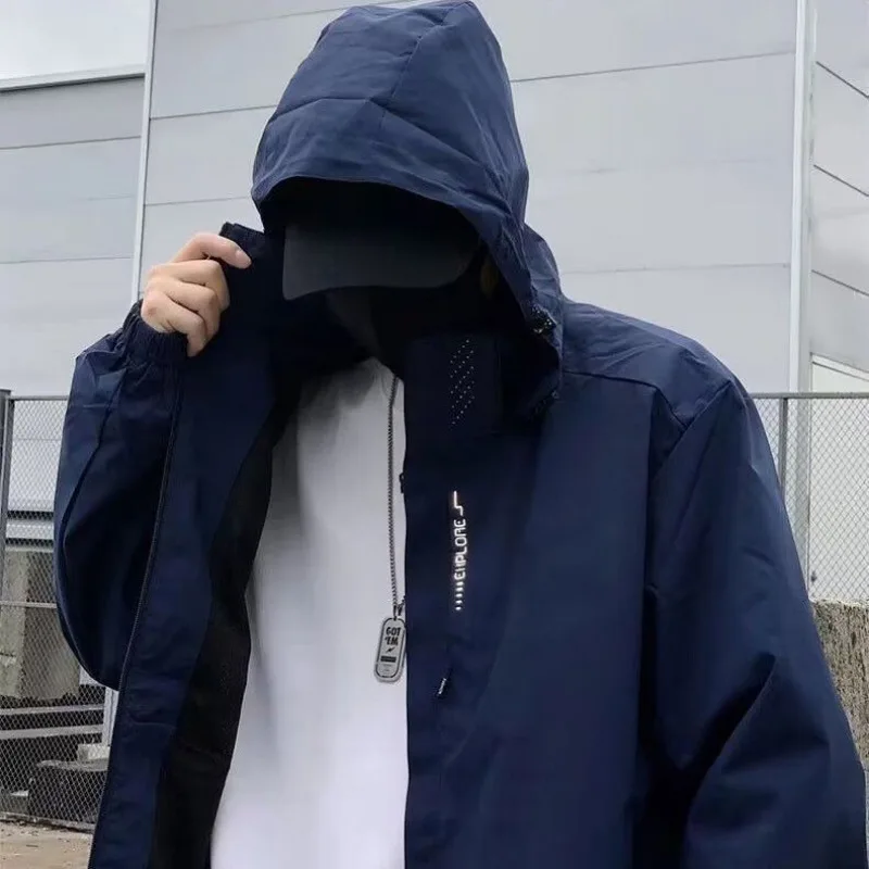 2023 Spring Autumn New High-grade Short Relaxed Casual Loose Windstorm Men Jacket Detachable Cap Young Lovers Outdoor Coat