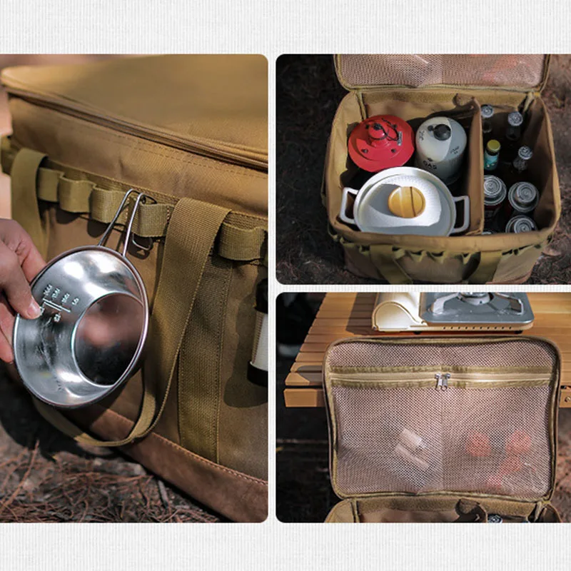 Multi functional picnic bag outdoor storage box camping waterproof handbag anti-collision tableware kitchenware storage bags