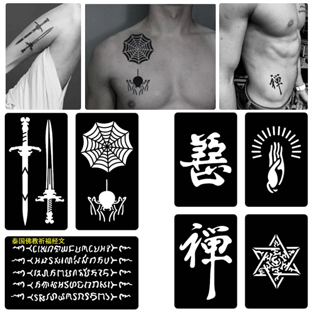 29 Style Fashion tattoo stickers Stencil Set Airbrush Glitter Tattoo Templates Pack for Girls Boys Adults Face Body Painting | Красота и