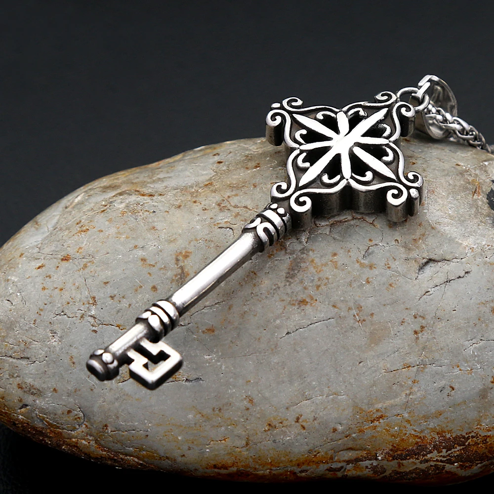 Large Size Fashion Vintage Punk Key Pendant Stainless Steel Unique Amulet Necklace For Men Biker Jewelry Gift Dropshipping 4