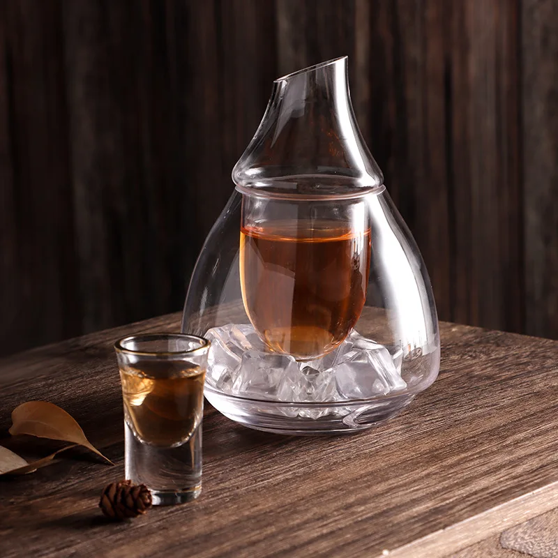 Glass Wine Pot Transparent Japanese Cooling Sake Cup Ice Jug Creative Decanter Wine Bottle Whiskey Dispenser Home Hotel Bar