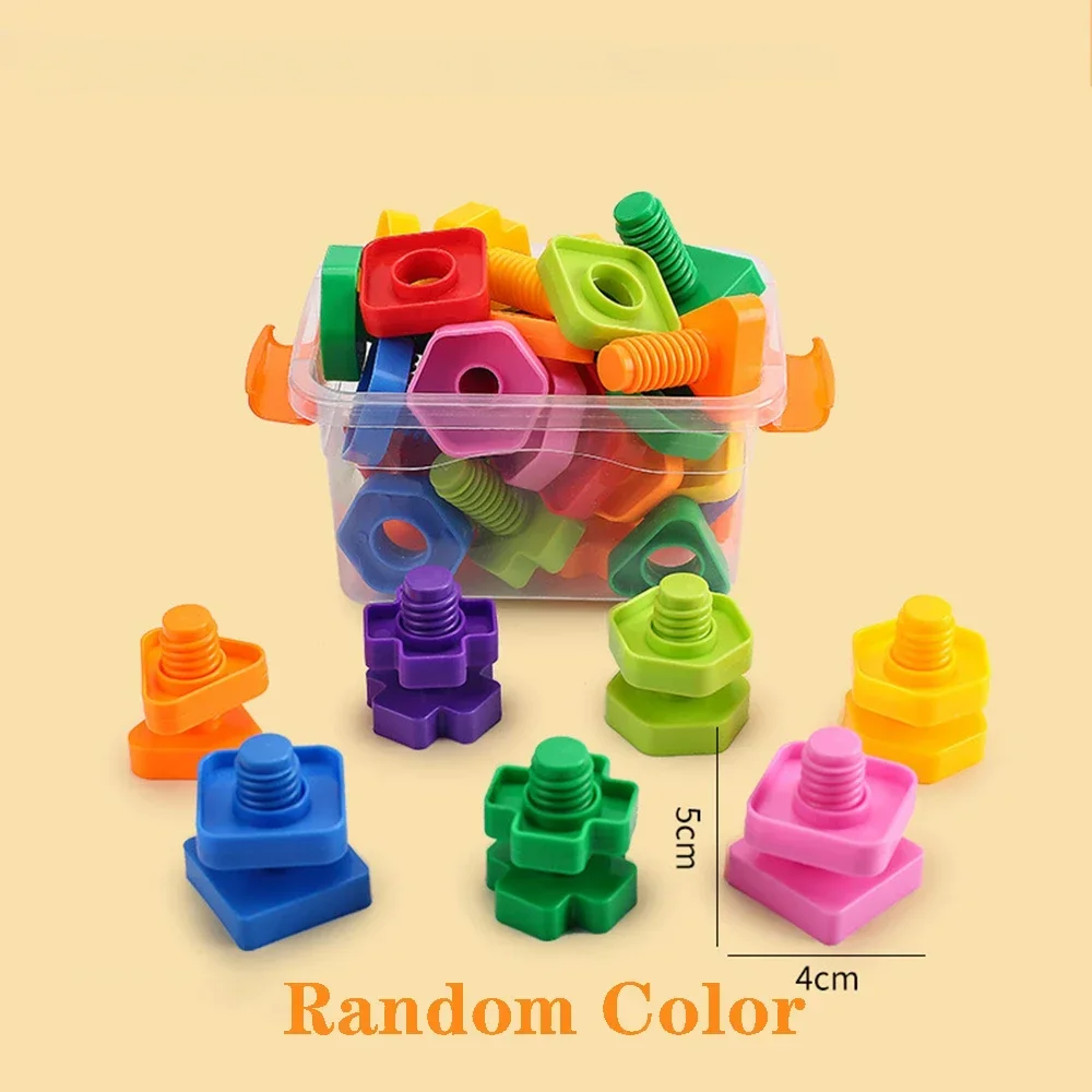 10/20Pcs Screw Building Blocks Nut Shape Match Puzzle Toys For Children Infant Montessori Shape Color Recognize Educational Toys building block toy assemble toy shape match puzzle toys