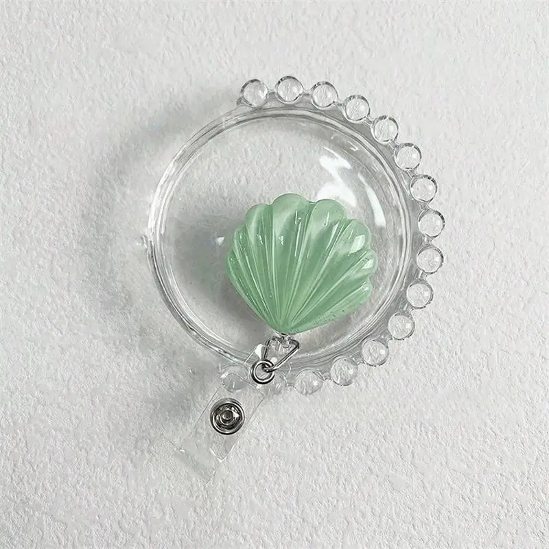 Cute Transparent Shell Retractable Badge Holder Scroll With Clip Id Lanyard Name Tag Clip For Doctor Nurse Office Supplies
