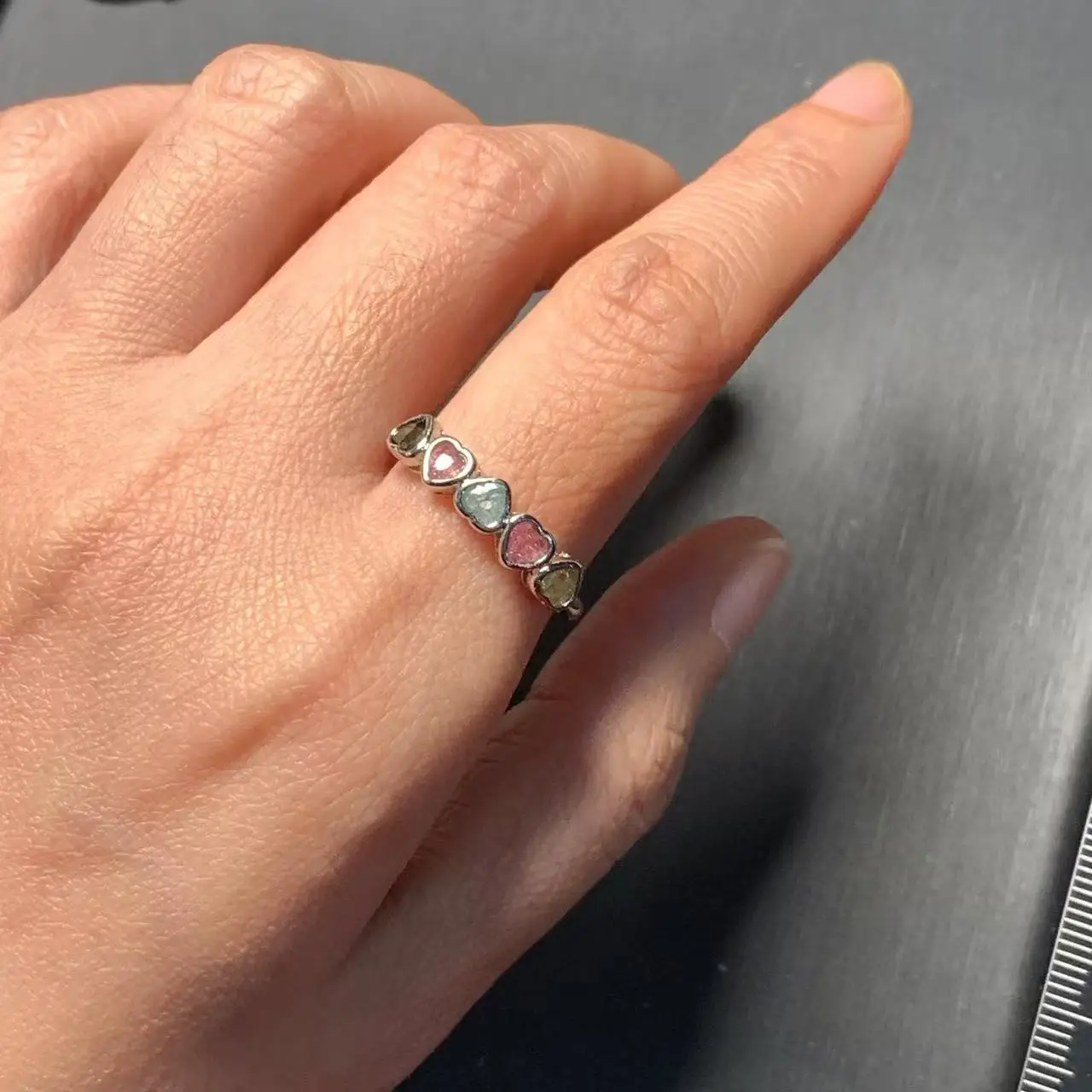 New Arrival Natural Tourmaline Rings Female  Jewelry For Women Gift Copper Cute Stone Flower