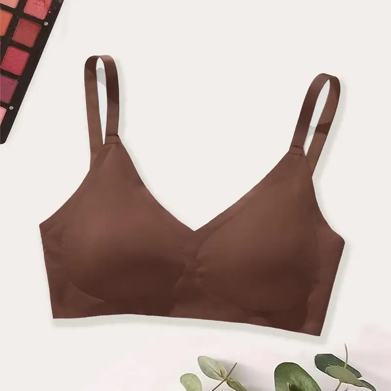 BEAUWEAR Plain Seamless Underwear Female Wireless Push Up Bra with Removable Pad Soft Comfort Lingerie for Sleep Sport S M L XL 6
