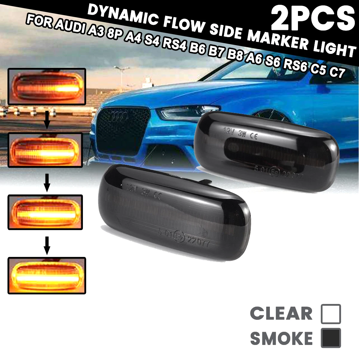 

Фонарь поворотный для Audi A3 8P A4 S4 RS4 B6 B7 B8 A6 S6 RS6 C5 C7
