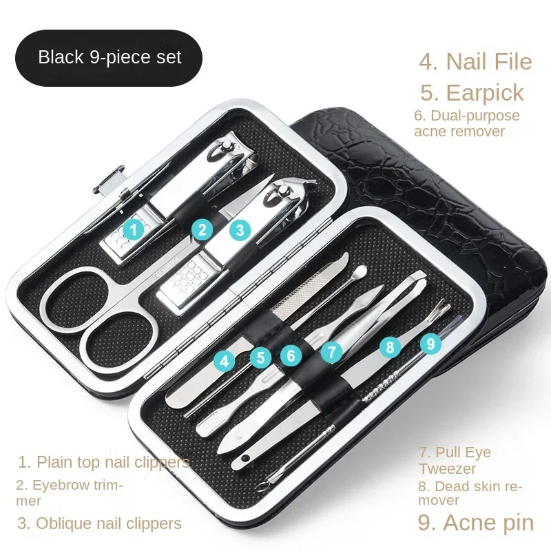 Nail Clipper Set 8/9/11/16/19 Pcs Manicure Cutters Stainless Steel Ear Spoon Nail Clippers Pedicure Art Tool Manicure