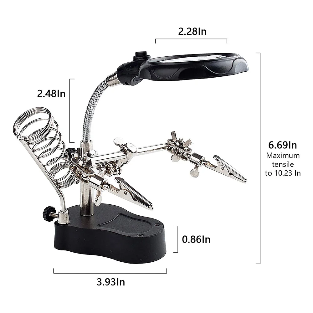 New Hand Clip Clamp LED Magnifying Glass Soldering Iron Stand Magnifier Welding Rework Repair Holder Tools DIY Auxiliary Clamp