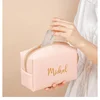 Personalized Embroidery Makeup Bag Portable PU Saffiano Leather Waterproof Toiletry Cosmetic Kits for Man Woman Custom Name Logo 1