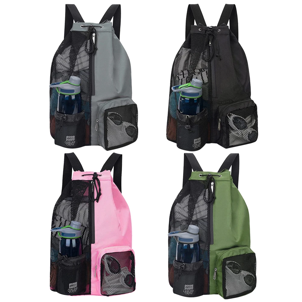 Basketball Bag Drawstring Beach Storage Backpacks with Wet Pockets Thickened Mesh Lightweight Comfortable for Training Equipment 1
