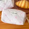 Pink Bowknot Quilting Women Cosmetic Bag Portable Zipper Makeup Travel Organizer Female Handbag Toiletry Pouch For Girls 2