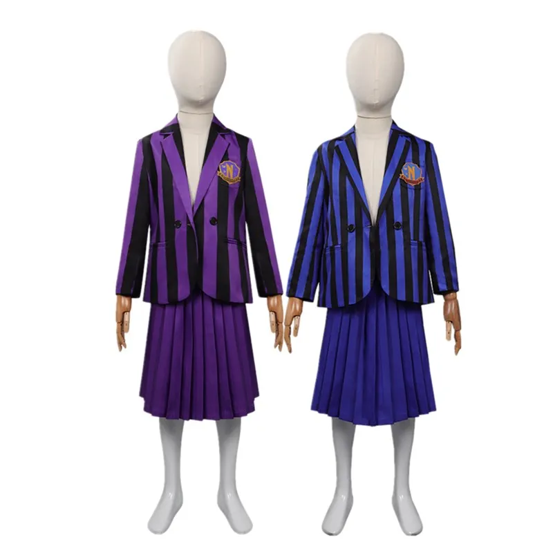 

Детский костюм для косплея по мотивам фильма «среда Аддамс Энид Синклер», школьная форма, пальто, юбка, карнавальный костюм на Хэллоуин для девочек