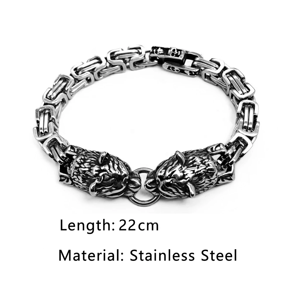 COOLSTEELANDBEYOND Gotico Biker Acciaio Annata Cranio Teschio Fascino con Charms Collegamento Chain Braccialetto, Uomo Donna Bracciale, Maschile