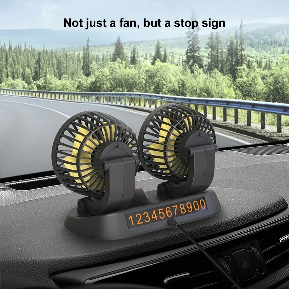 Car 5V 12V 24V Fan Cooling Car Fan Dual Head Usb Car Fan 2 Speeds Adjustable Auto Cooler Air Fan Car Accessories Wind Regulation 3