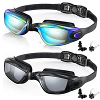 2 Pack Swimming Goggles Anti-Fog UV Protection Adjustable Swimming glasses Professional Waterproof Swim Eyewear For Adult Youth 1