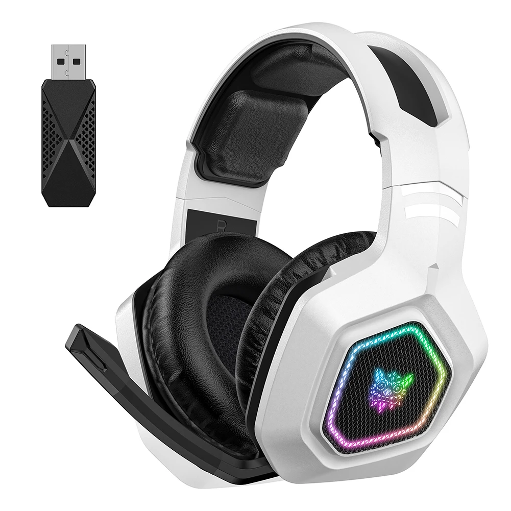 무선 게이밍 헤드셋 2.4GHz/BT 5.3/유선 오버이어 헤드폰 RGB 조명 게이밍 헤드폰 (PC/노트북용)