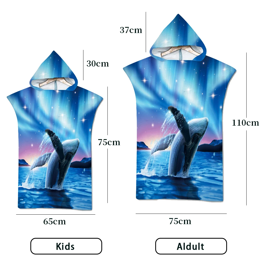 Underwater World Dolphin Hippie Adult Beach Towel Whale Jump Pattern Hooded Bath Towel Surf Poncho Changing Robe Bathrobe Decor microfiber towels,quick drying towel,surf changing robe