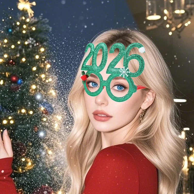 2026 New Year Eve Party Glasses Frame Holiday Party Decoration Supplies Kids Gift Favors 2026 Funny Christmas Photo Booth Props