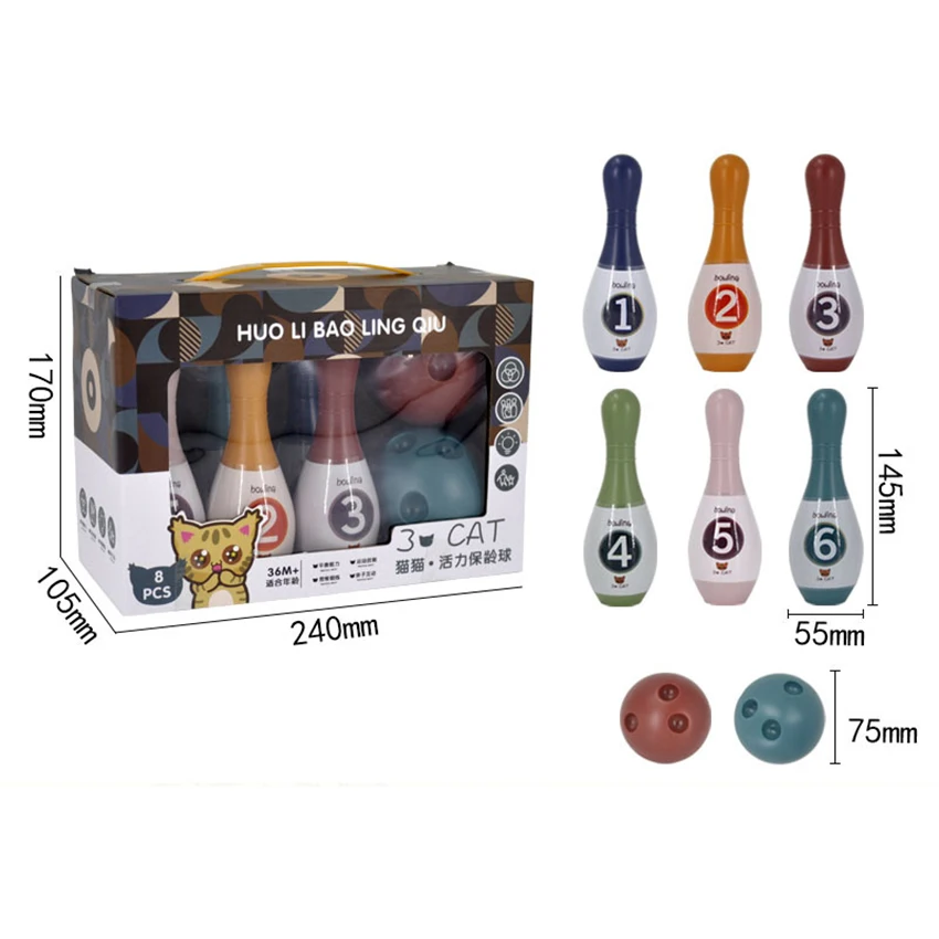Children's Bowling Stall Toy Indoor Sports Ball Set Outdoor  Boy Girl Toy Parent-Child Interactive Games Birthday Gift 6