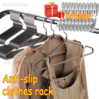 Appendiabiti per abiti in metallo rivestito antiscivolo Appendiabiti resistenti Appendiabiti per camicie in metallo con tacche rotonde per abiti 1