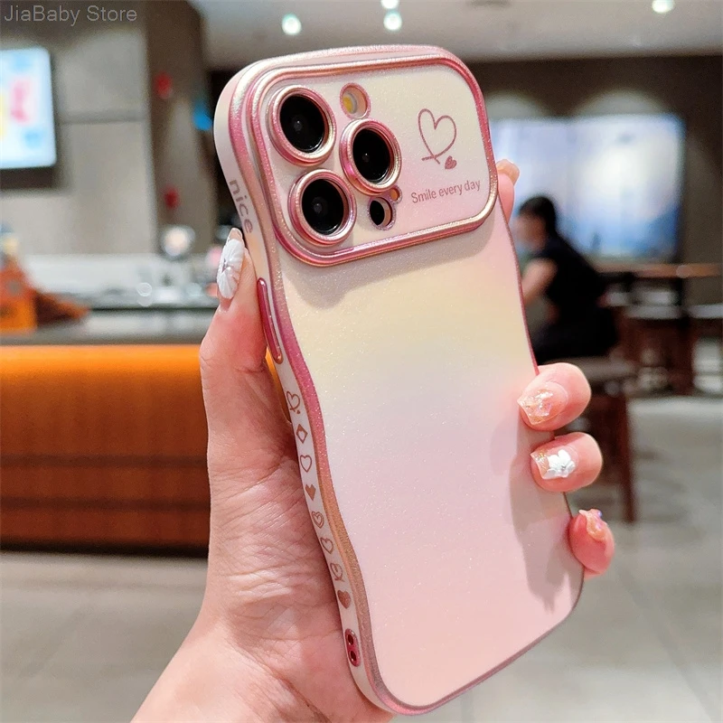 Coque de protection pour appareil photo en forme de cœur avec liquide pailleté de luxe pour iPhone 11 12 13 14 15 16 Plus Pro Max_voghion.com