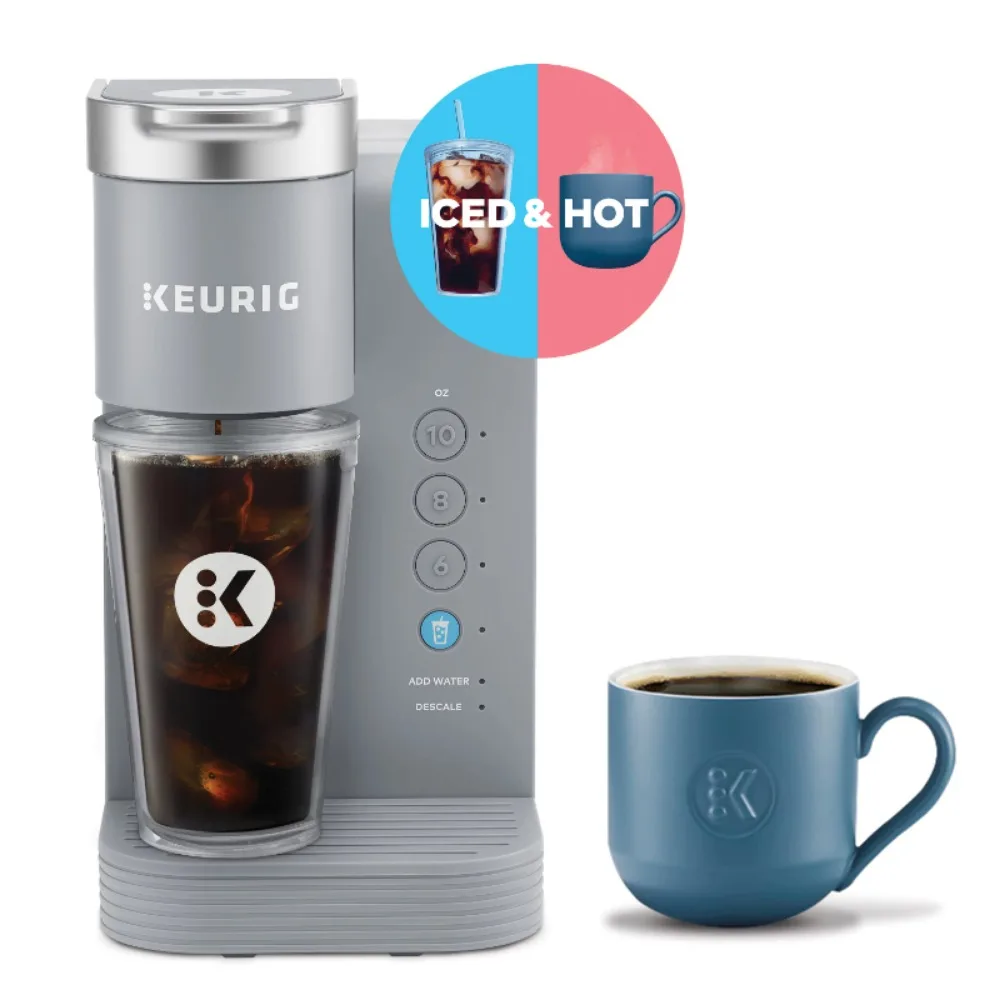 

Keurig K-Ice Essentials, Серый холодный и горячий, одинарный K-Cup Капсульная кофеварка, автоматическая регулировка температуры пивоварения