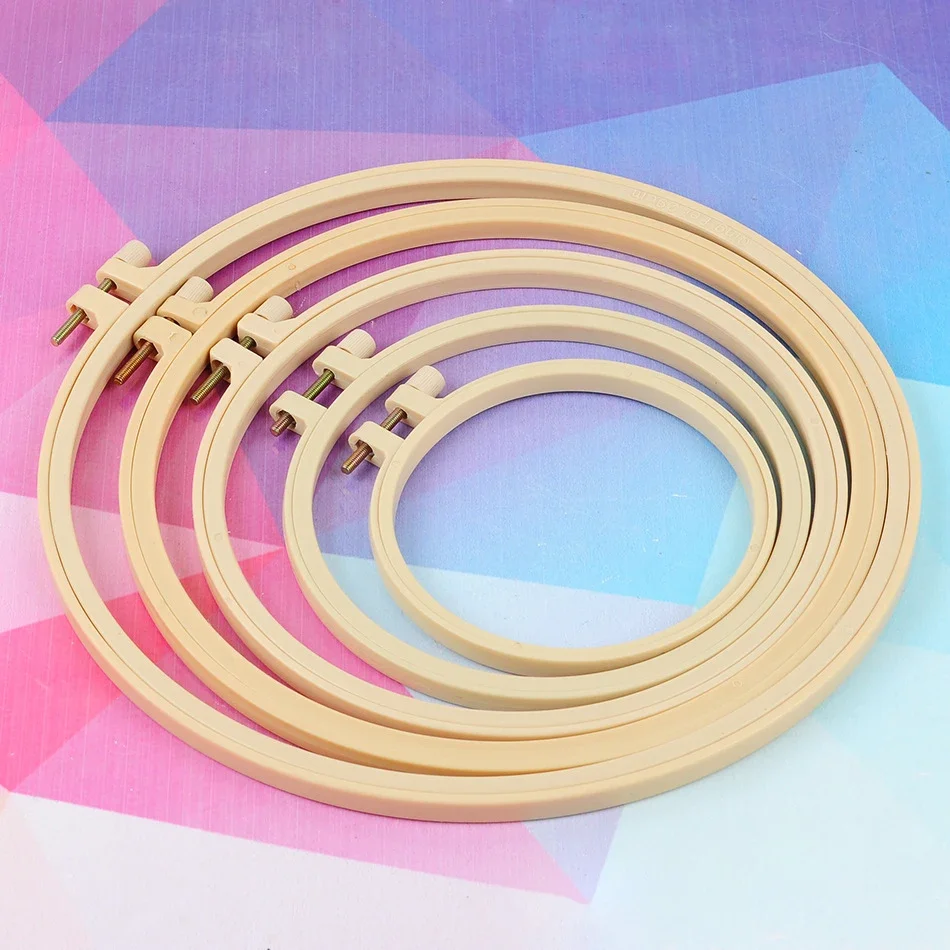 1PC Embroidery Hoop 9.5-32cm Round Cross Stitch Rack Plastic Embroidery  Hoop Frame Rings for DIY Cross Stitch Sewing Craft Tools