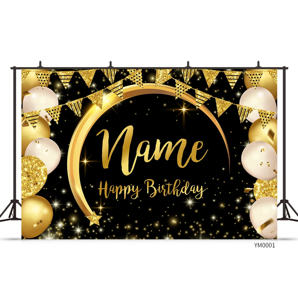 Nome personalizzato Foto Sfondo rosa dorato per festa di buon compleanno Sfondo di compleanno con diamanti glterati Banner per festa di compleanno dolce ragazza  44
