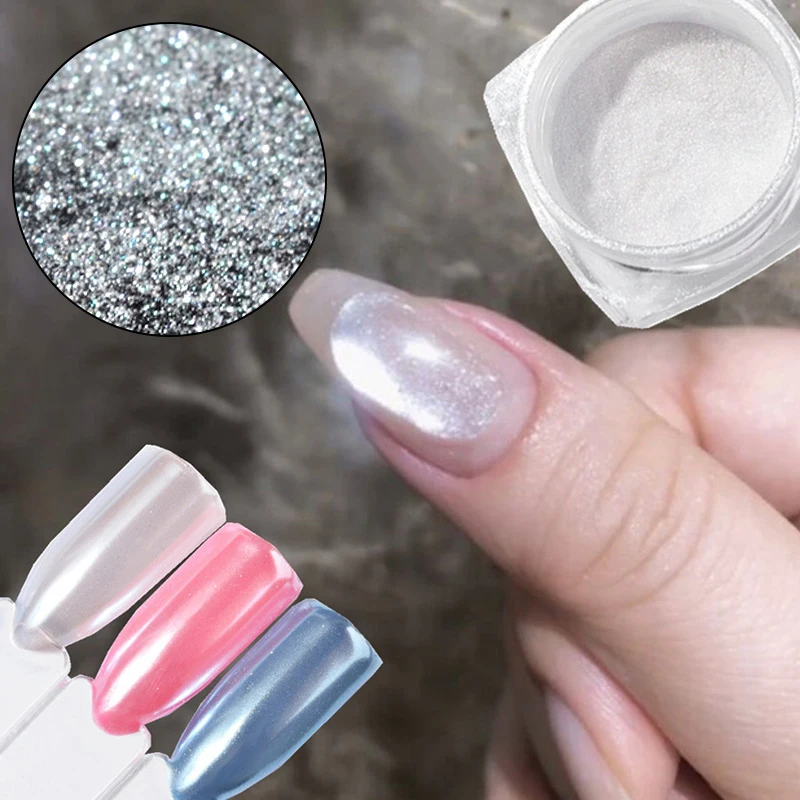Pearl Nail Glitter Powder Aurora Nails Ice Transparent Sparkle Iridescent Effect Nail Art Pigment Chrome Glitters For Manicure