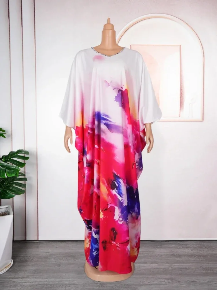 Plus Size Afrikaanse Kleding Voor Vrouwen Zomer Mode Abayas Gewaad Elegante Print Boubou Jurk Kaftan Avondfeest Lange Jurken