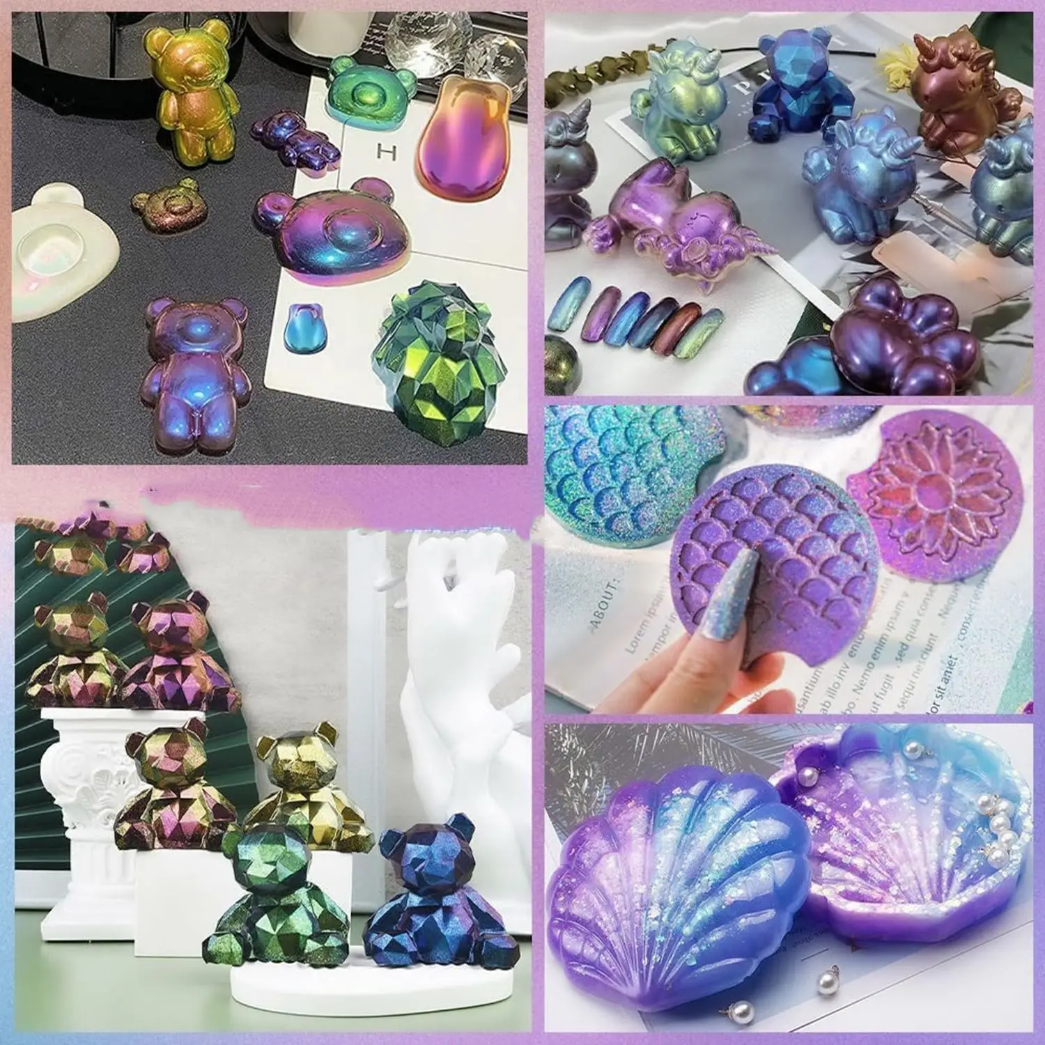 5g Mirror Chameleons Pigment Pearlescent Epoxy Resin Glitter Magic Discolored Powder Resin Colorant Jewelry Making Dye Tools