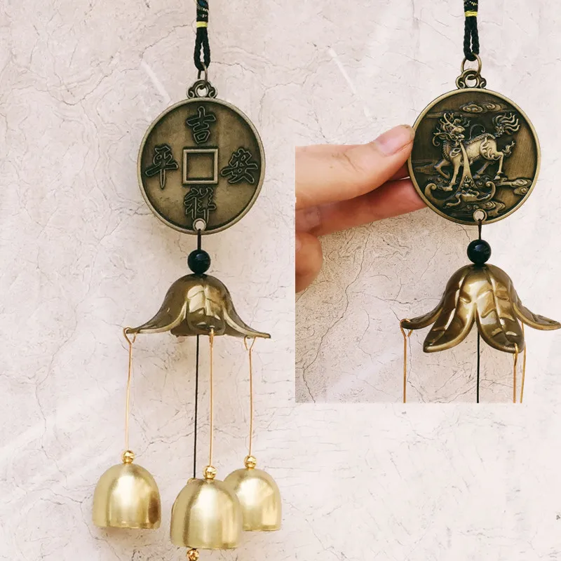 Antique Wind Chime Copper Yard Garden Outdoor Living Decoration Metal Wind Chimes Outdoor Chinese Oriental Lucky Metal Wind Bell