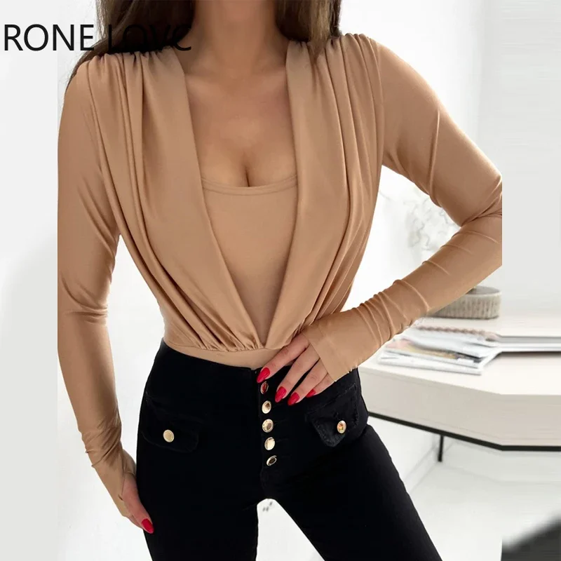 

Women Solid Long Sleeves Folds Women Basic Spring& Autumn Blouse Top