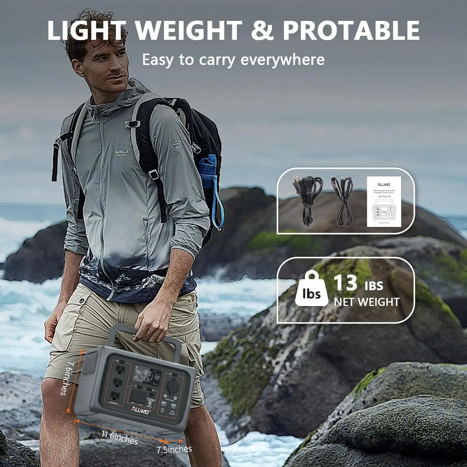 LiFePO Portable Power Station Solar Generator with UPS Function Fast Charge Home Battery Backup for CPAP Outdoor RV Van 6