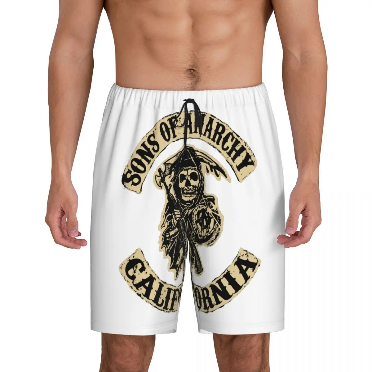 

Custom Sons Of Anarchys Skull Horror Tv Movie Pajama Bottoms Men Lounge Sleep Shorts Stretch Sleepwear Pjs with Pockets