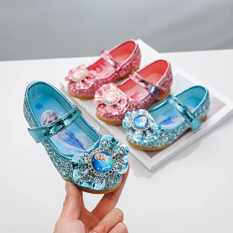 Baby Shoes Kids Shoes Kids Flats Disney Frozen Elsa Princess Designer Crystal Flat Shoes Kids Bling Slip on Baby Girls Shoes Child Flats