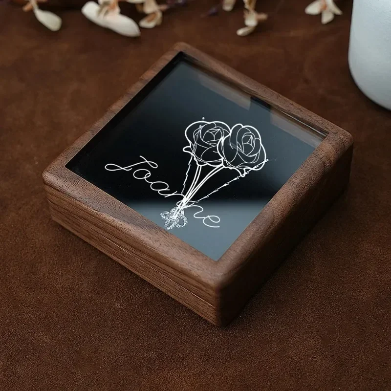 1PCS Free Personalized Custom Engraving LOGO Necklace Wood Box Jewelry Display Stand Bracelet Stand Wooden Necklaces Easel Box 4