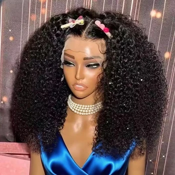 Short Curly Bob Wigs Human Hair 250% Glueless Brazilian Closure Frontal Wigs Without Glue Pre Cut Lace Wigs For Women On Sale 1
